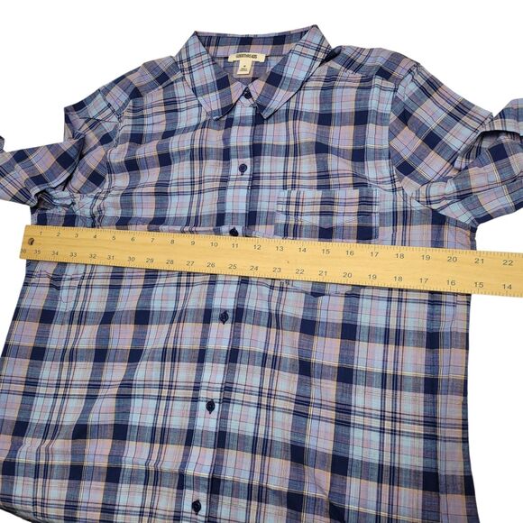 Goodthreads Women's Plaid Washed Button-UpShirt Blue Long Sleeve Size Medium - Picture 13 of 14